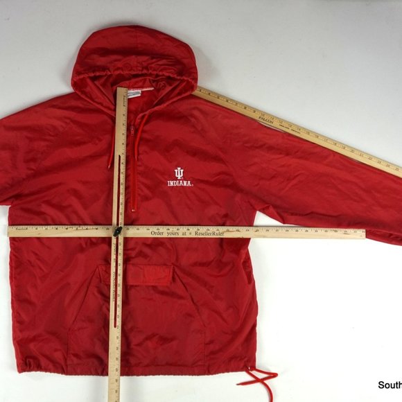 VTG 90s MV Sports Indiana Hoosiers 1/4 Zip Windbreaker Adult Large Logo Spellout - Picture 6 of 9